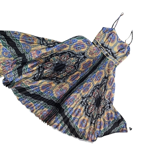 Sandro Riana satin paisley pleated sleeveless maxi dress - Picture 7 of 15